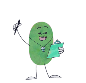 Image of coach Beanbean, sporting clipboard and whistle, rallying the team before a big game - representing the Centurion (ESTJ) character class.
