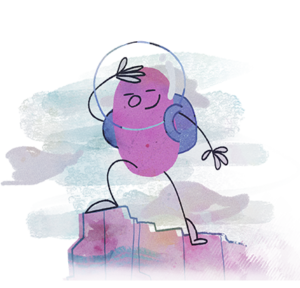 Image of a triumphant Beanbean enjoying the mountain-top view after a challenging hike - representing the Trailblazer (ESTP) character class.